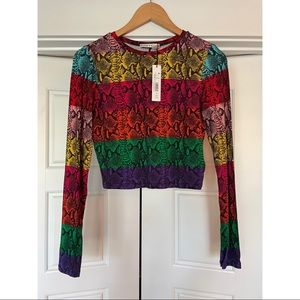 Alice + Olivia NWT Rainbow Snake Print Crop Top